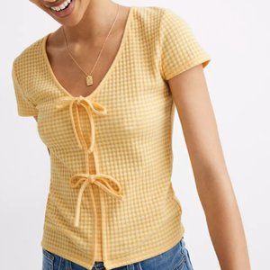 Madewell Gingham Bow-Front Tee